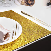 6 pcs 16" Rectangle Glittered Faux Leather Placemats