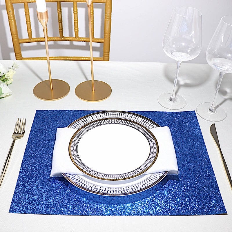 6 pcs 16" Rectangle Glittered Faux Leather Placemats