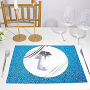 6 pcs 16" Rectangle Glittered Faux Leather Placemats