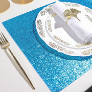 6 pcs 16" Rectangle Glittered Faux Leather Placemats