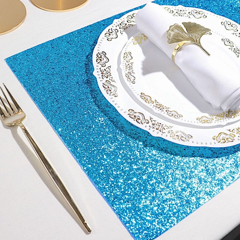 6 pcs 16" Rectangle Glittered Faux Leather Placemats