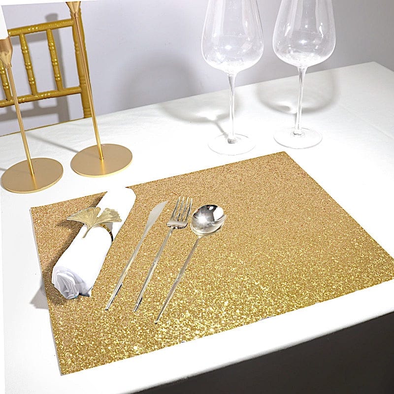 6 pcs 16" Rectangle Glittered Faux Leather Placemats