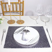 6 pcs 16" Rectangle Glittered Faux Leather Placemats
