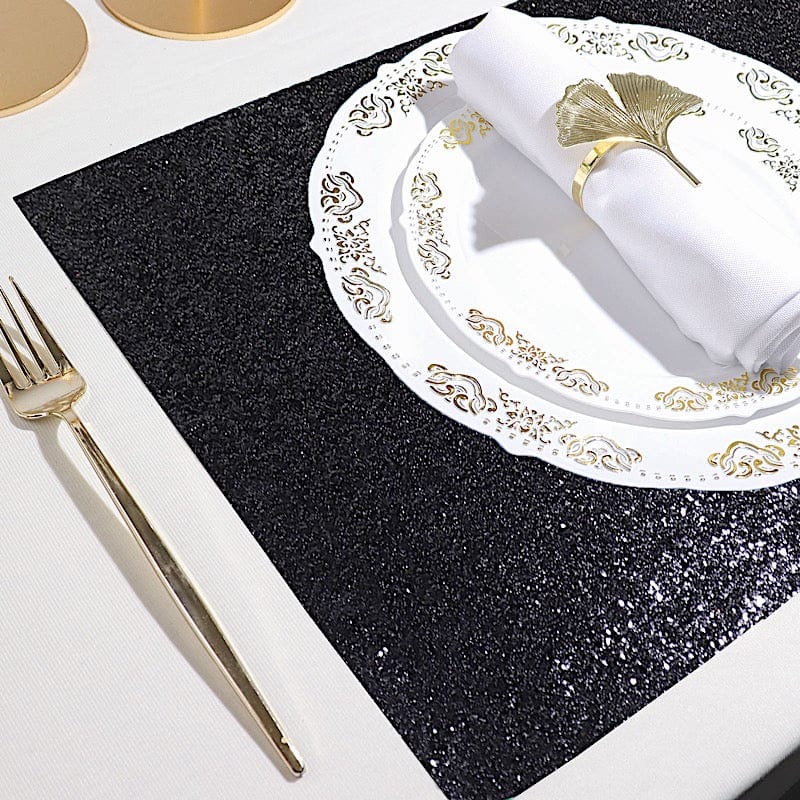 6 pcs 16" Rectangle Glittered Faux Leather Placemats