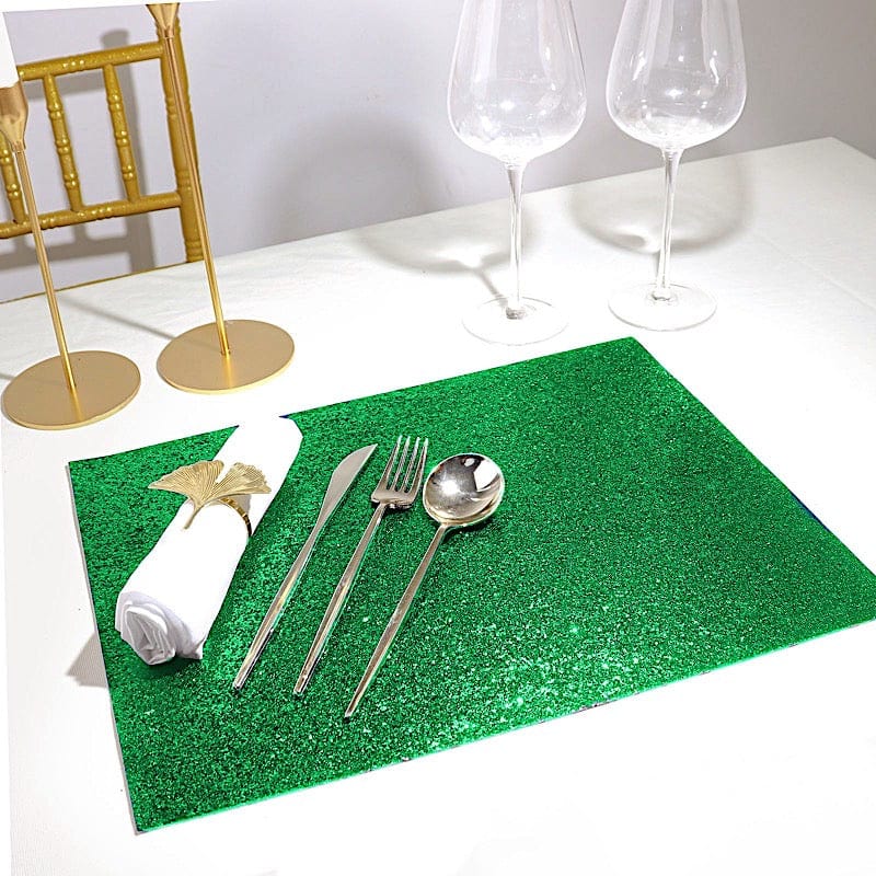 6 pcs 16" Rectangle Glittered Faux Leather Placemats