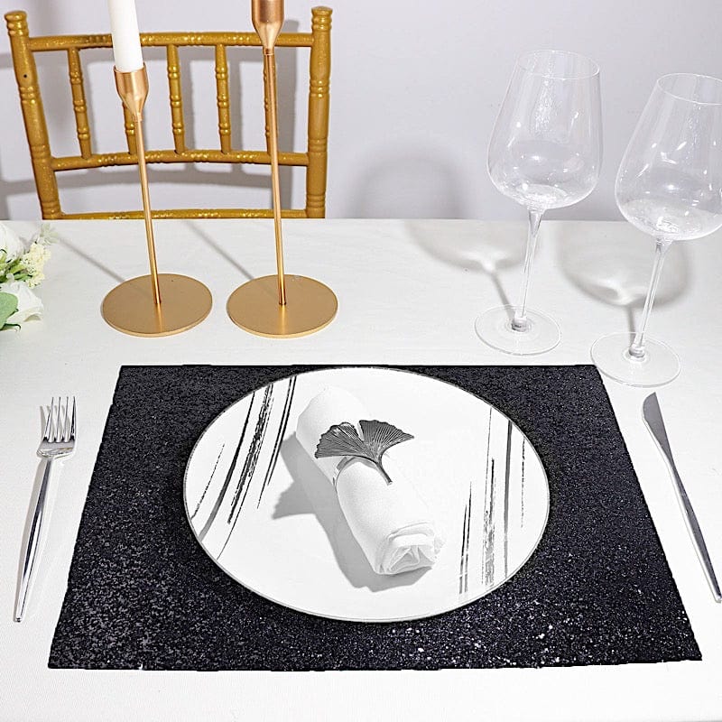 6 pcs 16" Rectangle Glittered Faux Leather Placemats