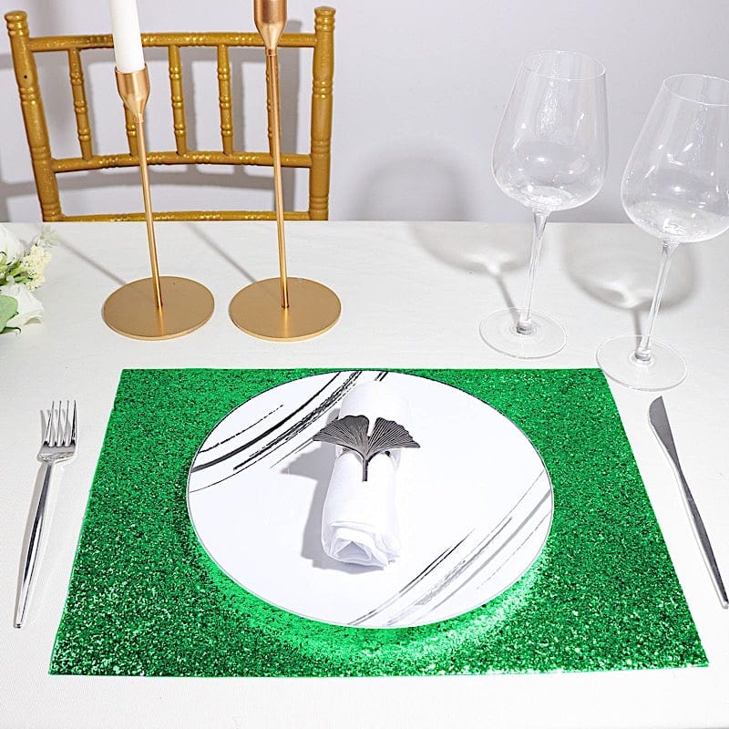 6 pcs 16" Rectangle Glittered Faux Leather Placemats