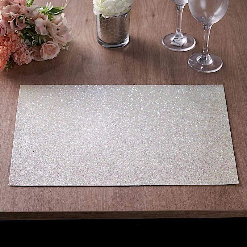 6 pcs 16" Rectangle Glittered Faux Leather Placemats