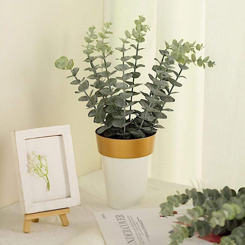 6 pcs 17" Artificial Eucalyptus Bushes Faux Greenery Spray - Frosted Green ARTI_GRN_11_01