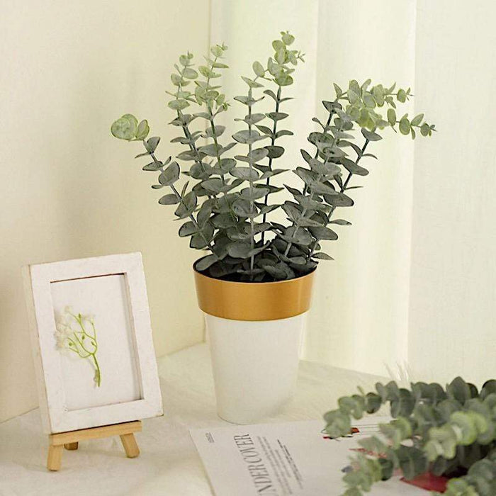 6 pcs 17" Artificial Eucalyptus Bushes Faux Greenery Spray - Frosted Green ARTI_GRN_11_01