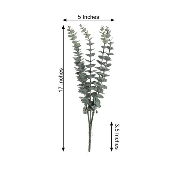 6 pcs 17" Artificial Eucalyptus Bushes Faux Greenery Spray - Frosted Green