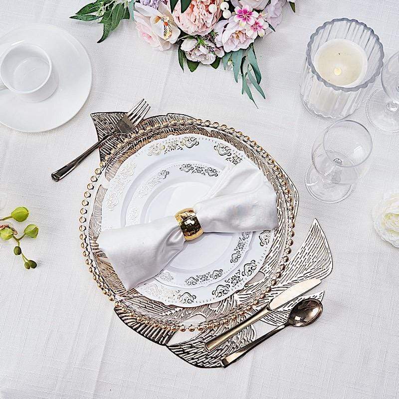 6 pcs 18" Tropical Monstera Leaf Metallic Vinyl Placemats