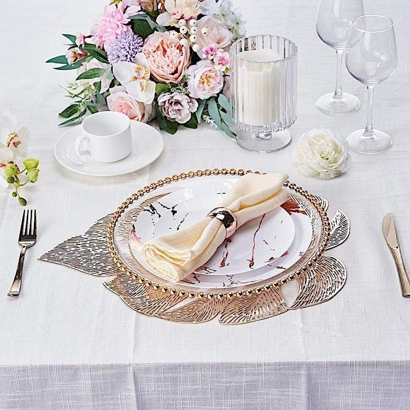 6 pcs 18" Tropical Monstera Leaf Metallic Vinyl Placemats