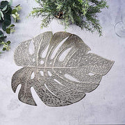 6 pcs 18" Tropical Monstera Leaf Metallic Vinyl Placemats