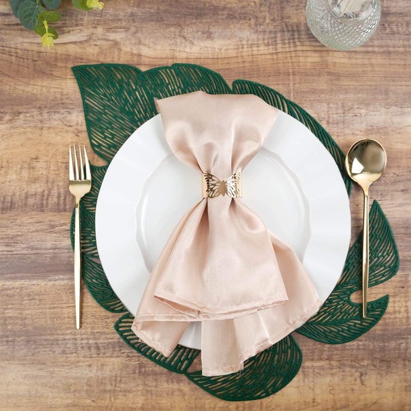 6 pcs 18" Tropical Monstera Leaf Metallic Vinyl Placemats