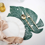 6 pcs 18" Tropical Monstera Leaf Metallic Vinyl Placemats