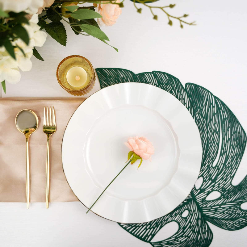 6 pcs 18" Tropical Monstera Leaf Metallic Vinyl Placemats