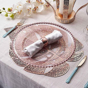 6 pcs 18" Tropical Monstera Leaf Metallic Vinyl Placemats