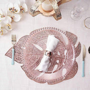 6 pcs 18" Tropical Monstera Leaf Metallic Vinyl Placemats