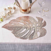 6 pcs 18" Tropical Monstera Leaf Metallic Vinyl Placemats