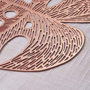 6 pcs 18" Tropical Monstera Leaf Metallic Vinyl Placemats