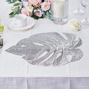 6 pcs 18" Tropical Monstera Leaf Metallic Vinyl Placemats