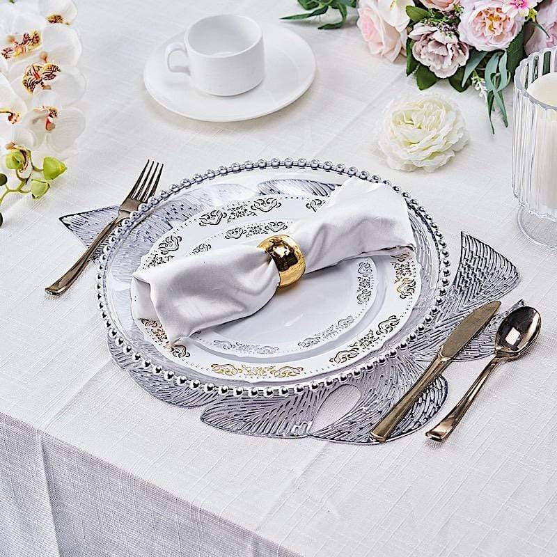 6 pcs 18" Tropical Monstera Leaf Metallic Vinyl Placemats