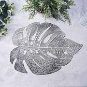 6 pcs 18" Tropical Monstera Leaf Metallic Vinyl Placemats