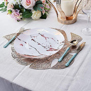 6 pcs 18" Tropical Monstera Leaf Metallic Vinyl Placemats