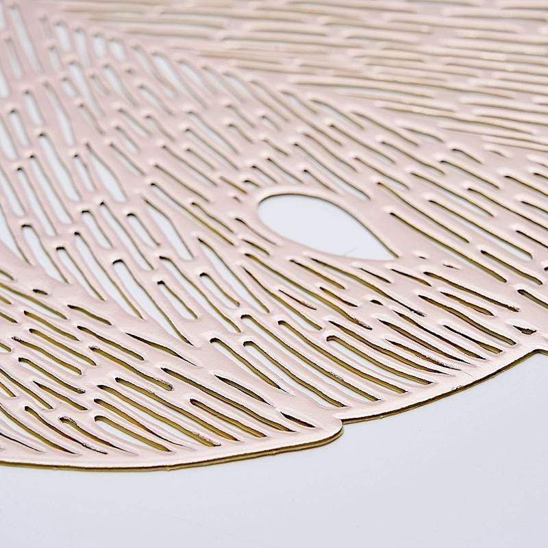 6 pcs 18" Tropical Monstera Leaf Metallic Vinyl Placemats