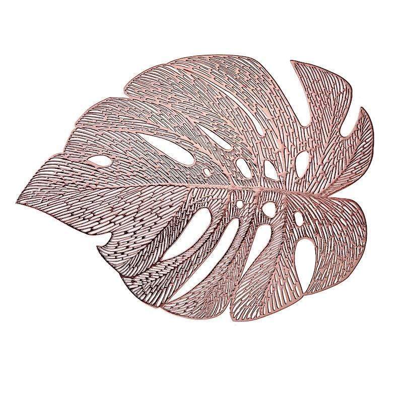 6 pcs 18" Tropical Monstera Leaf Metallic Vinyl Placemats PLMAT_VIN14_054
