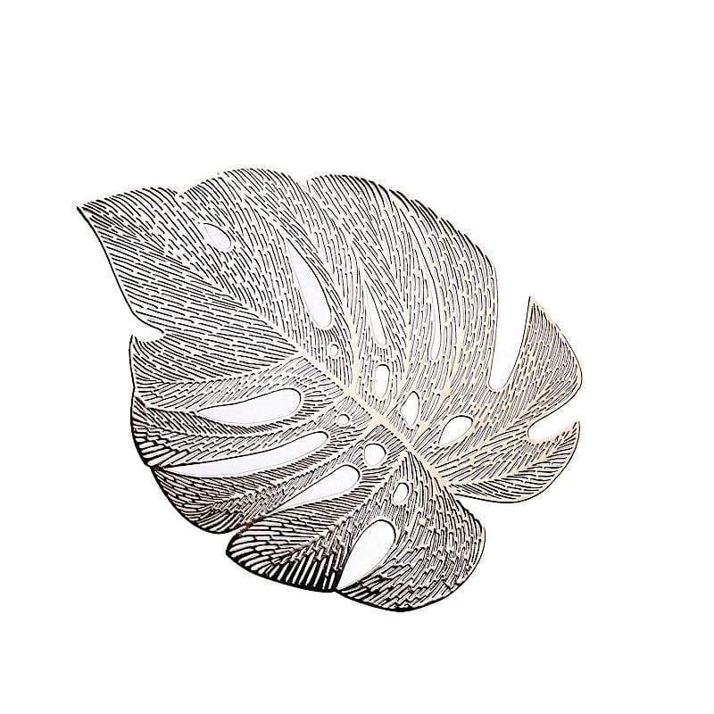 6 pcs 18" Tropical Monstera Leaf Metallic Vinyl Placemats PLMAT_VIN14_GOLD