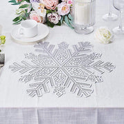 6 pcs 18" wide Snowflake Round Vinyl Placemats - Silver PLMAT_VIN19_SILV