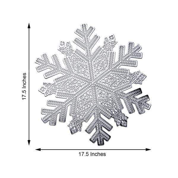6 pcs 18" wide Snowflake Round Vinyl Placemats - Silver PLMAT_VIN19_SILV