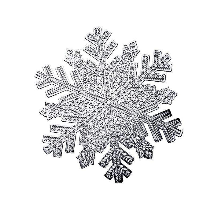 6 pcs 18" wide Snowflake Round Vinyl Placemats - Silver PLMAT_VIN19_SILV