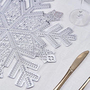 6 pcs 18" wide Snowflake Round Vinyl Placemats - Silver PLMAT_VIN19_SILV
