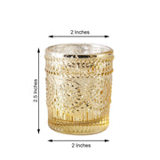 6 pcs 2.5" Mercury Glass Votive Candle Holders with Primrose Design