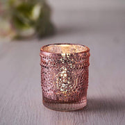 6 pcs 2.5" Mercury Glass Votive Candle Holders with Primrose Design