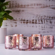 6 pcs 2.5" Mercury Glass Votive Candle Holders with Primrose Design