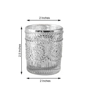 6 pcs 2.5" Mercury Glass Votive Candle Holders with Primrose Design