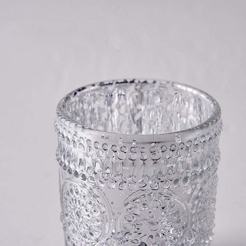 6 pcs 2.5" Mercury Glass Votive Candle Holders with Primrose Design
