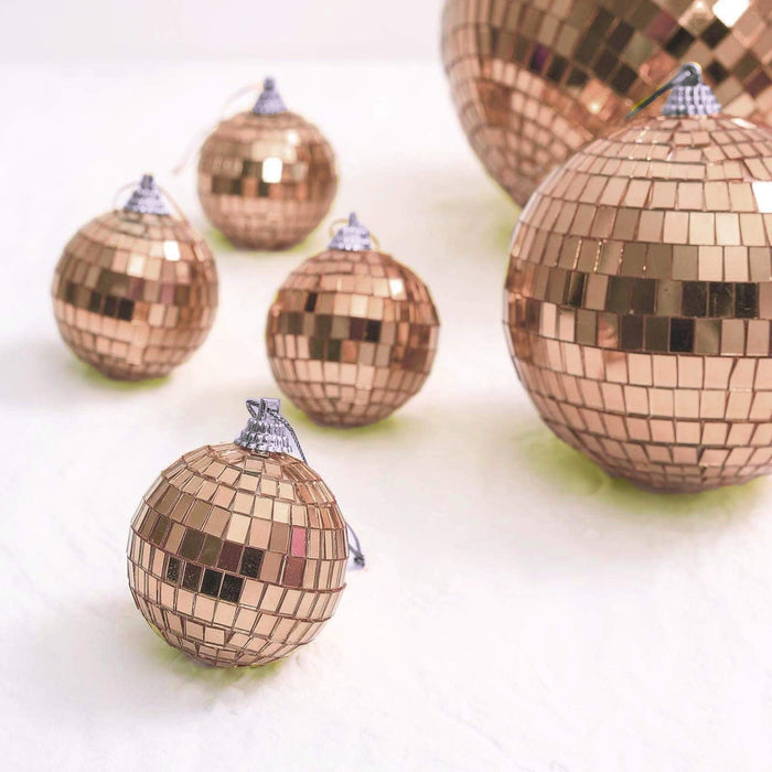 6 pcs 2" wide Glass Mirror Disco Balls Ornaments