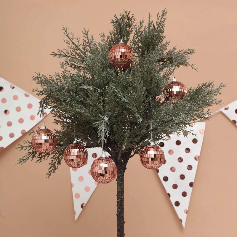6 pcs 2" wide Glass Mirror Disco Balls Ornaments