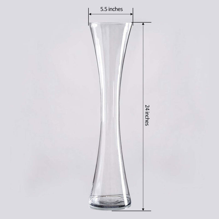 6 pcs 24" tall Hourglass Shaped Glass Wedding Vases - Clear VASE_A9_24
