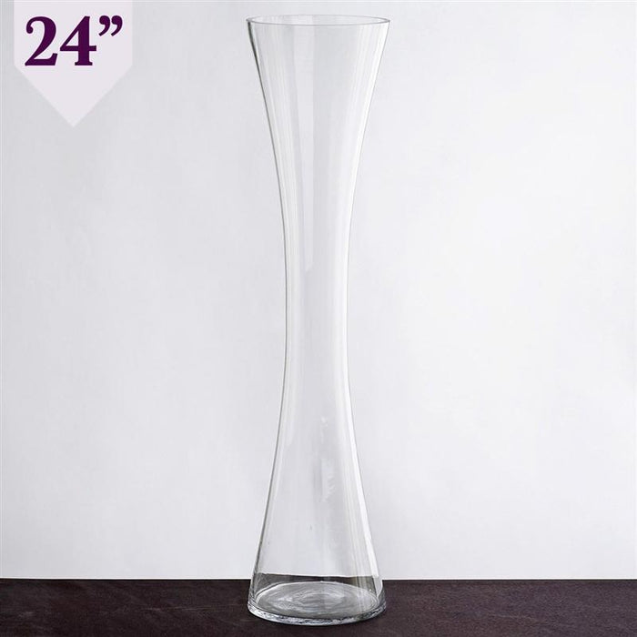 6 pcs 24" tall Hourglass Shaped Glass Wedding Vases - Clear VASE_A9_24