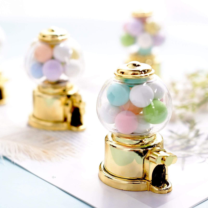 6 pcs 3.5" tall Mini Candy Dispenser Favor Holders - Clear and Gold PLTC_FIL_017_GOLD