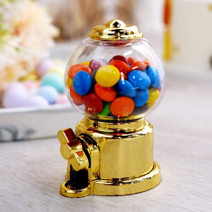 6 pcs 3.5" tall Mini Candy Dispenser Favor Holders - Clear and Gold PLTC_FIL_017_GOLD