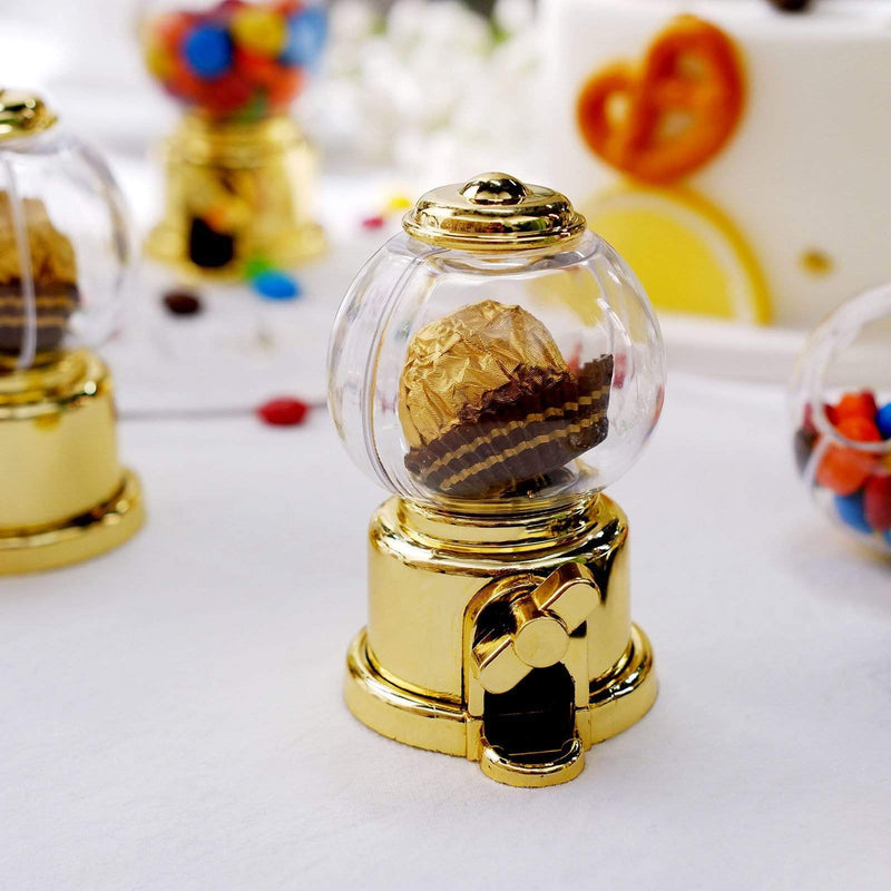 6 pcs 3.5" tall Mini Candy Dispenser Favor Holders - Clear and Gold PLTC_FIL_017_GOLD