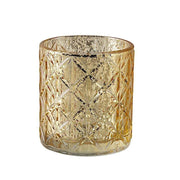 6 pcs 3" Mercury Glass Votive Candle Holders with Geometric Design CAND_HOLD_006_S_MGOLD