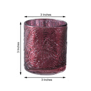 6 pcs 3" Mercury Glass Votive Candle Holders with Leaves Design